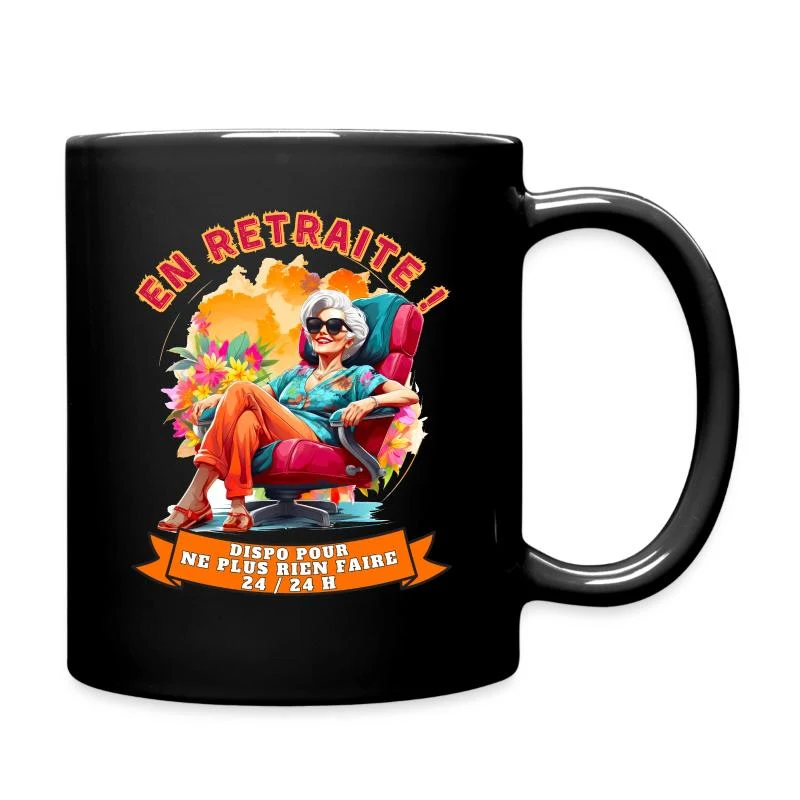 En retraite ! — Fauteuil rouge et soleil — Mug uni, noir