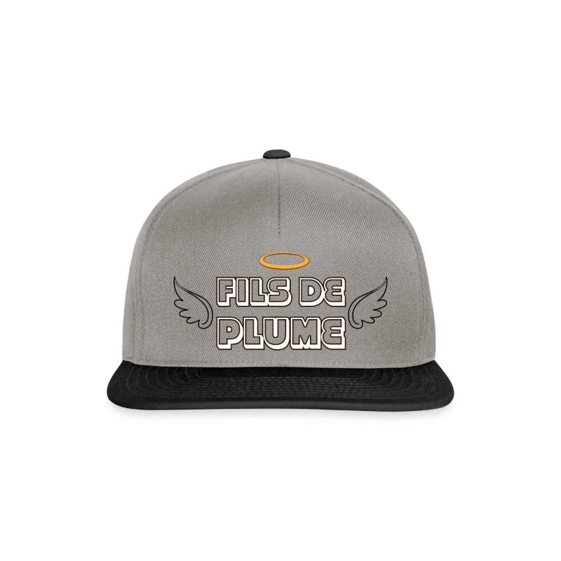 Fils de Plume — L’ange rebelle — Casquette snapback, gris graphite/noir