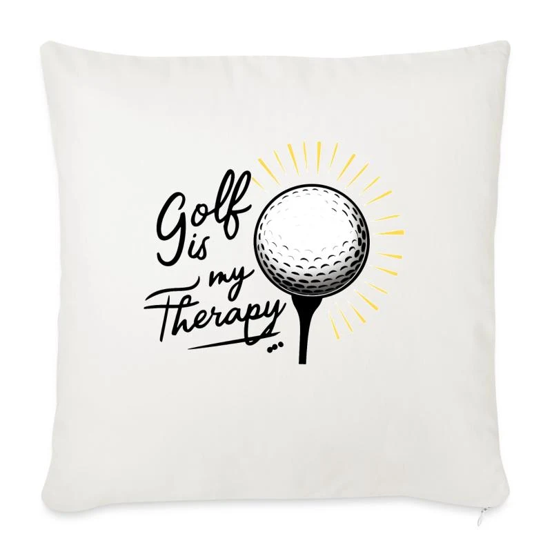 Golf is my therapy — Housse de coussin décorative 45 x 45 cm, blanc nature