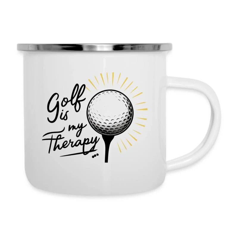 Golf is my therapy — Tasse émaillée, blanc