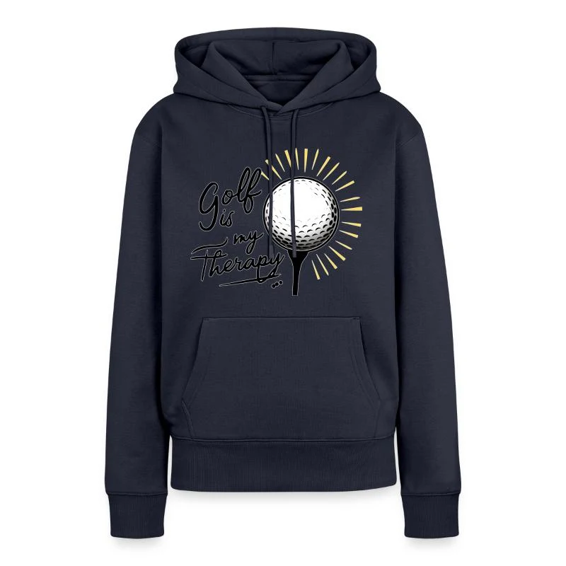 Golf is my therapy — Sweat à capuche Premium bio Femme, bleu marine