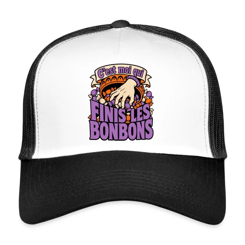 C’est moi qui finis les bonbons — Casquette trucker , blanc/noir