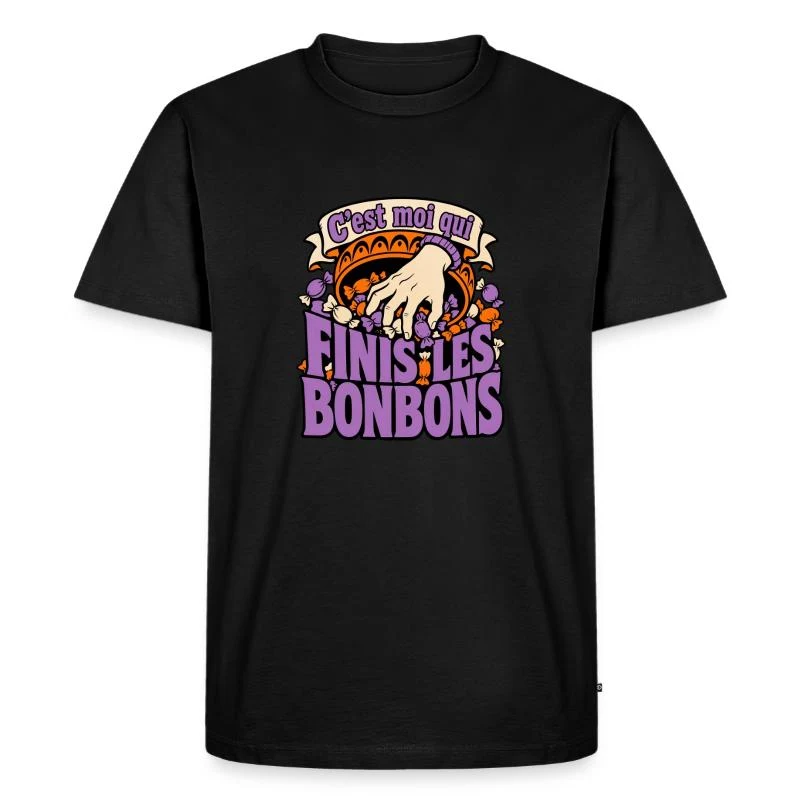 C’est moi qui finis les bonbons — T-shirt Premium bio Homme, noir