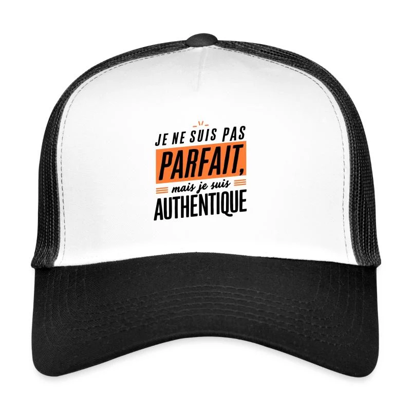 Je ne suis pas parfait, mais je suis authentique — Casquette trucker , blanc/noir