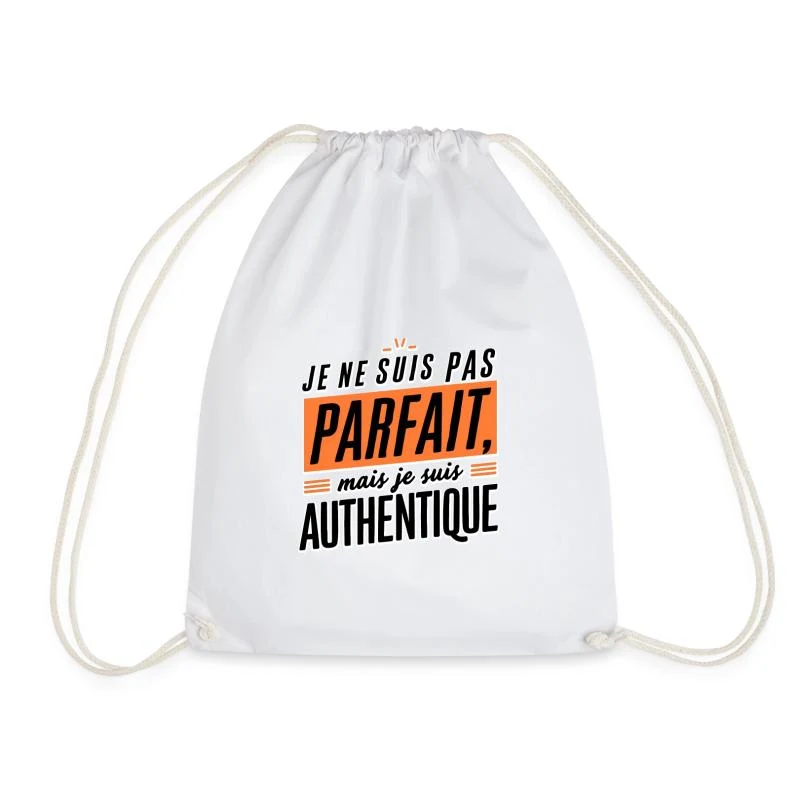 Je ne suis pas parfait, mais je suis authentique — Sac de sport léger, blanc