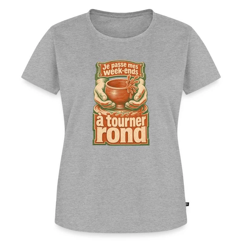 Je passe mes week-ends à tourner rond — T-shirt Premium bio Femme, gris chiné