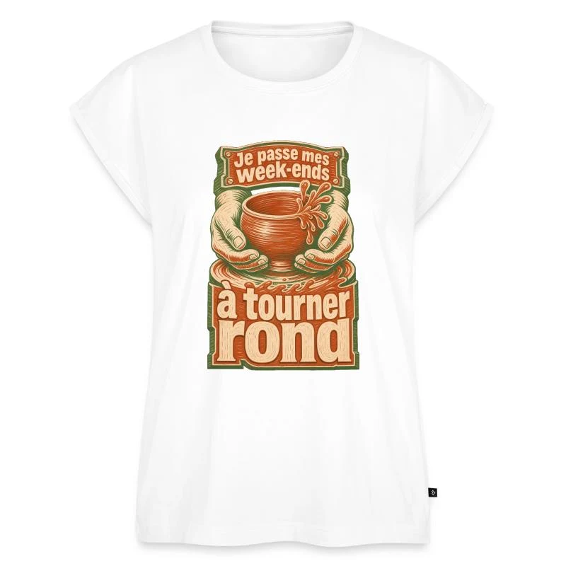 Je passe mes week-ends à tourner rond — Haut bio Premium Femme, blanc