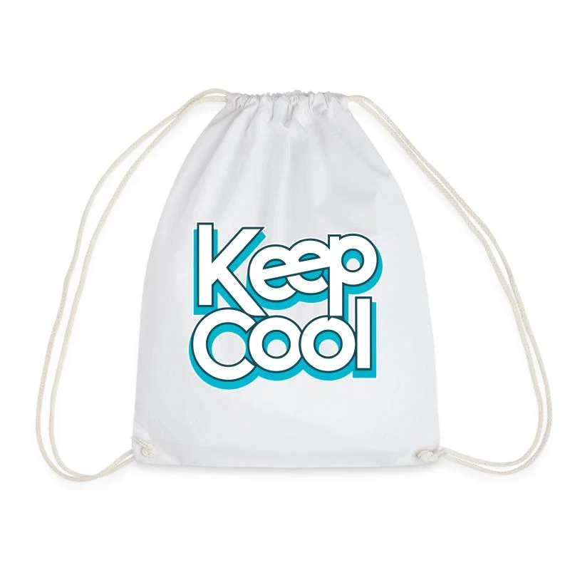 Keep cool — Typographie turquoise — Sac de sport léger, blanc