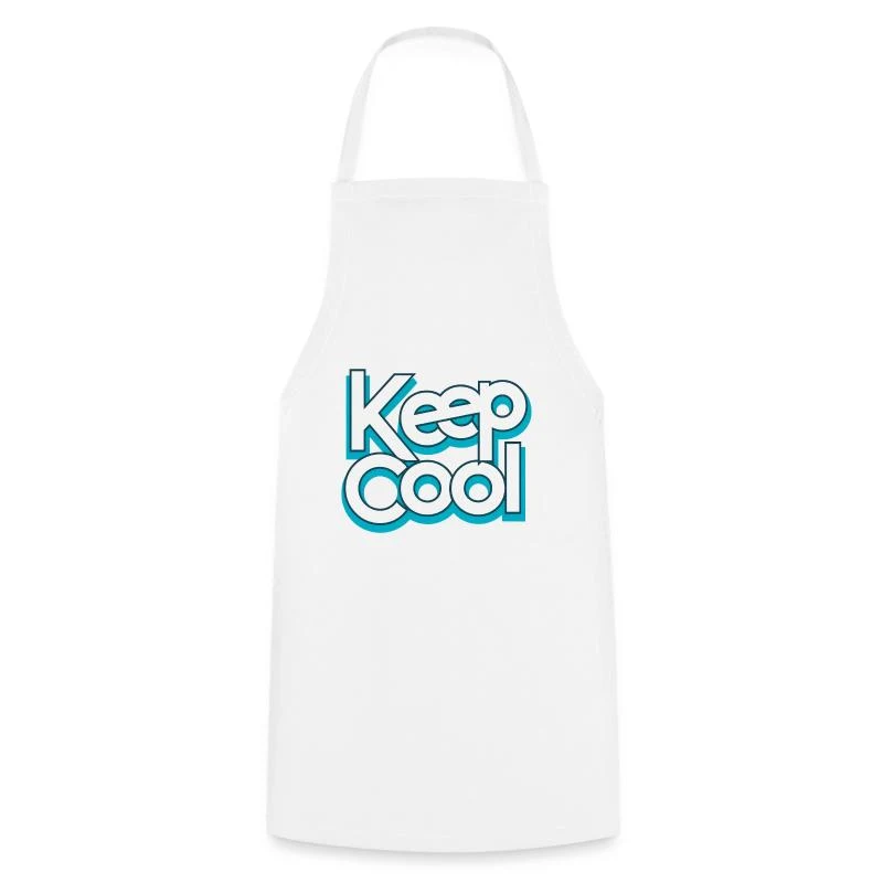 Keep cool — Typographie turquoise — Tablier de cuisine, blanc
