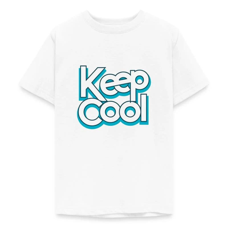 Keep cool — Typographie turquoise — T-shirt Ado, blanc
