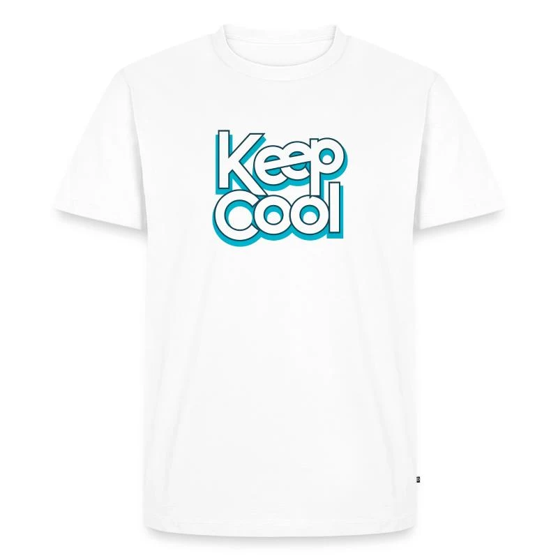 Keep cool — Typographie turquoise — T-shirt Premium bio Homme, blanc