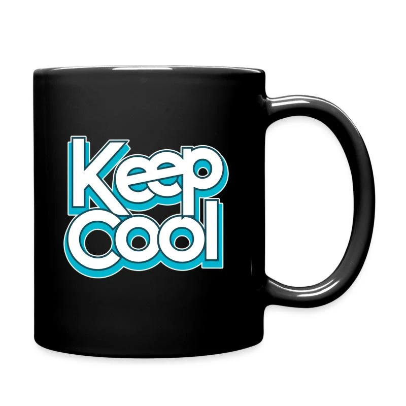 Keep cool — Typographie turquoise — Mug uni, noir