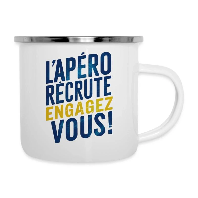 L’apéro recrute ! Engagez-vous ! — Tasse émaillée, blanc