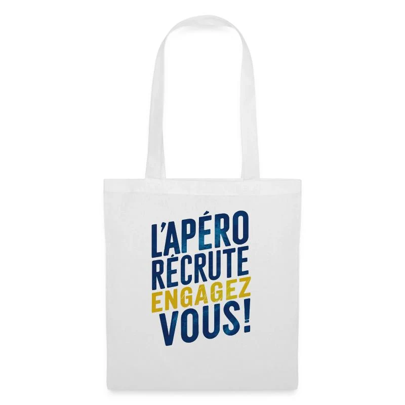 L’apéro recrute ! Engagez-vous ! — Sac en tissu, blanc