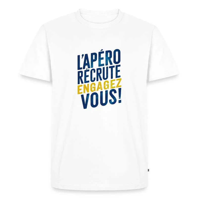 L’apéro recrute ! Engagez-vous ! — T-shirt Premium bio Homme, blanc