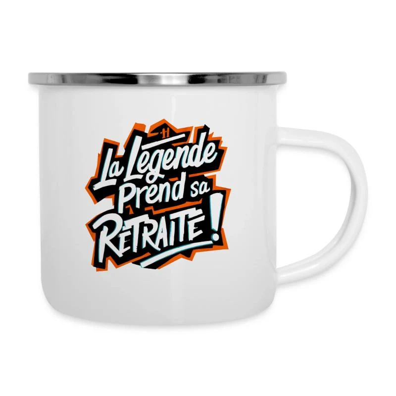 La légende prend sa retraite ! — Tasse émaillée, blanc