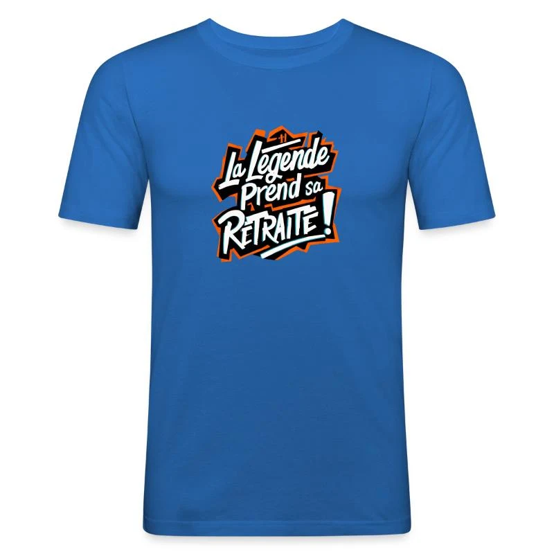La légende prend sa retraite ! — T-shirt près du corps Homme, bleu roi