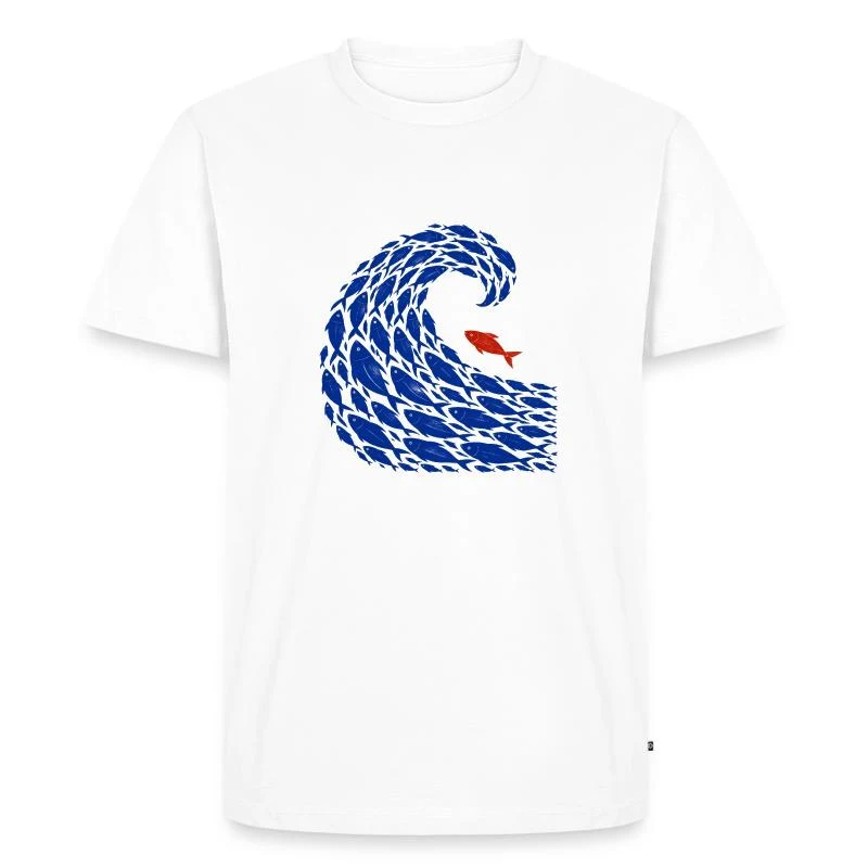 Le banc indocile — Poisson rebelle — T-shirt Premium bio Homme, blanc