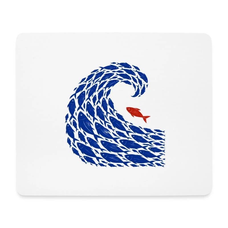 Le banc indocile — Poisson rebelle — Tapis de souris (format paysage), blanc
