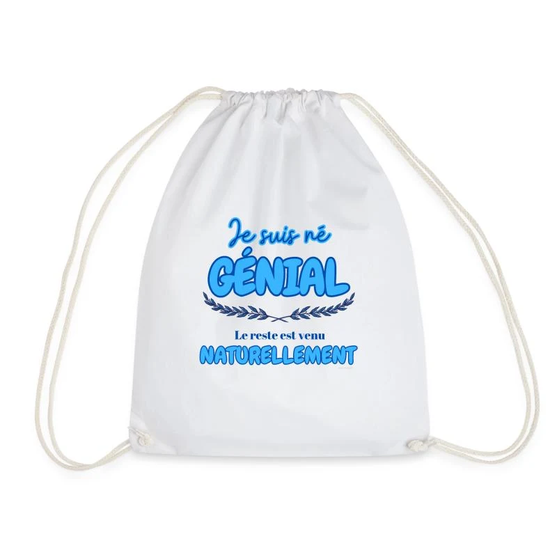 Je suis né génial — Sac de sport léger, blanc