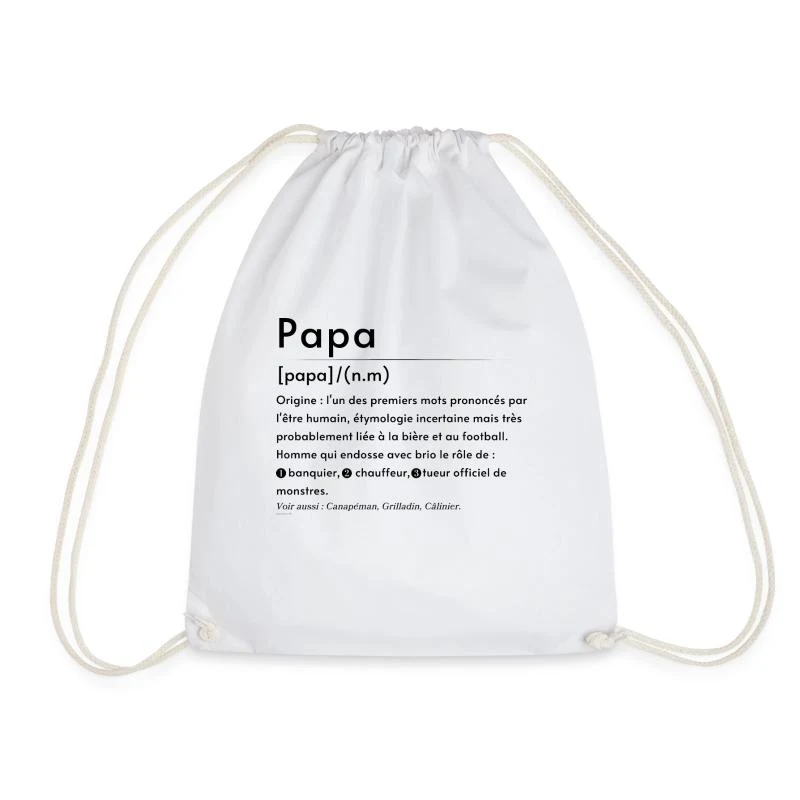 Papa — Définition en lettres noires — Sac de sport léger, blanc