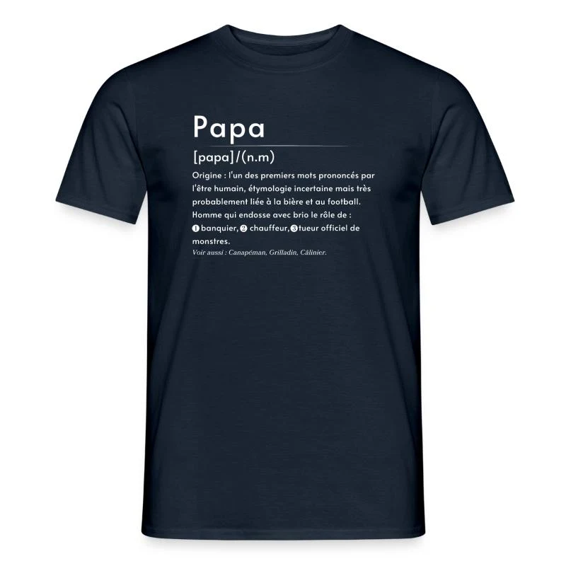 Papa — Définition en lettres blanches — T-shirt homme, marine
