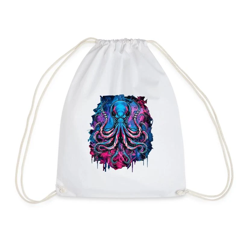 Pieuvre dark néon — Sac de sport léger, blanc