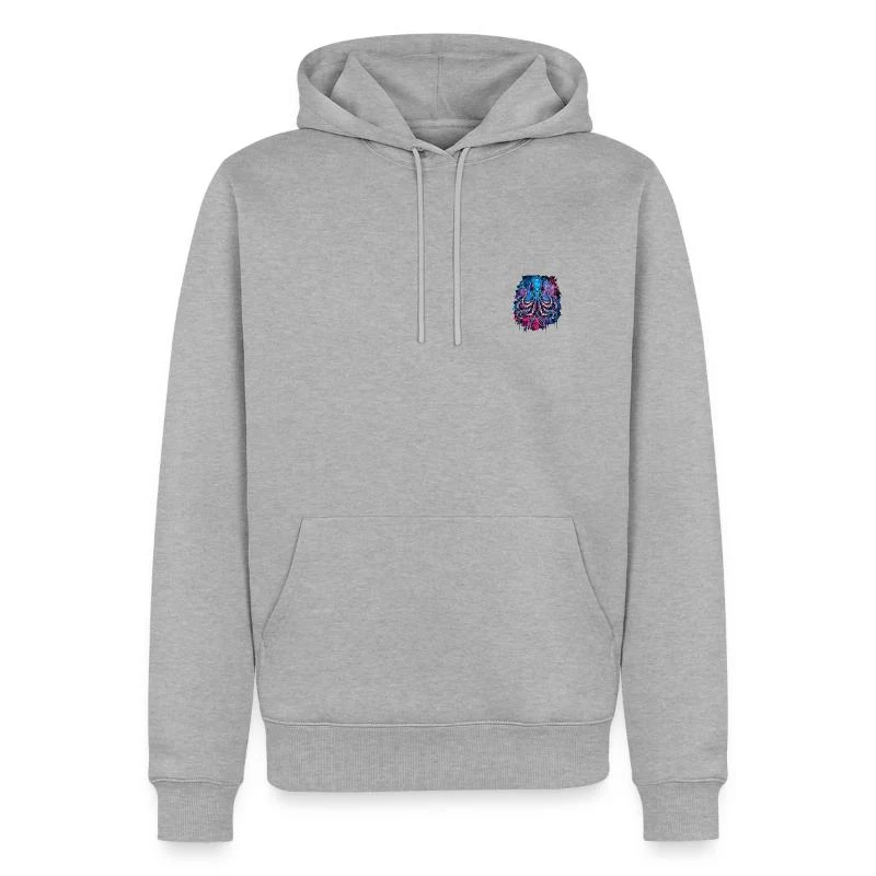 Pieuvre dark néon — Sweat à capuche Premium bio Homme, gris chiné
