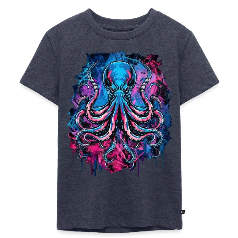 Pieuvre dark néon — T-shirt Premium bio Enfant, bleu jeans