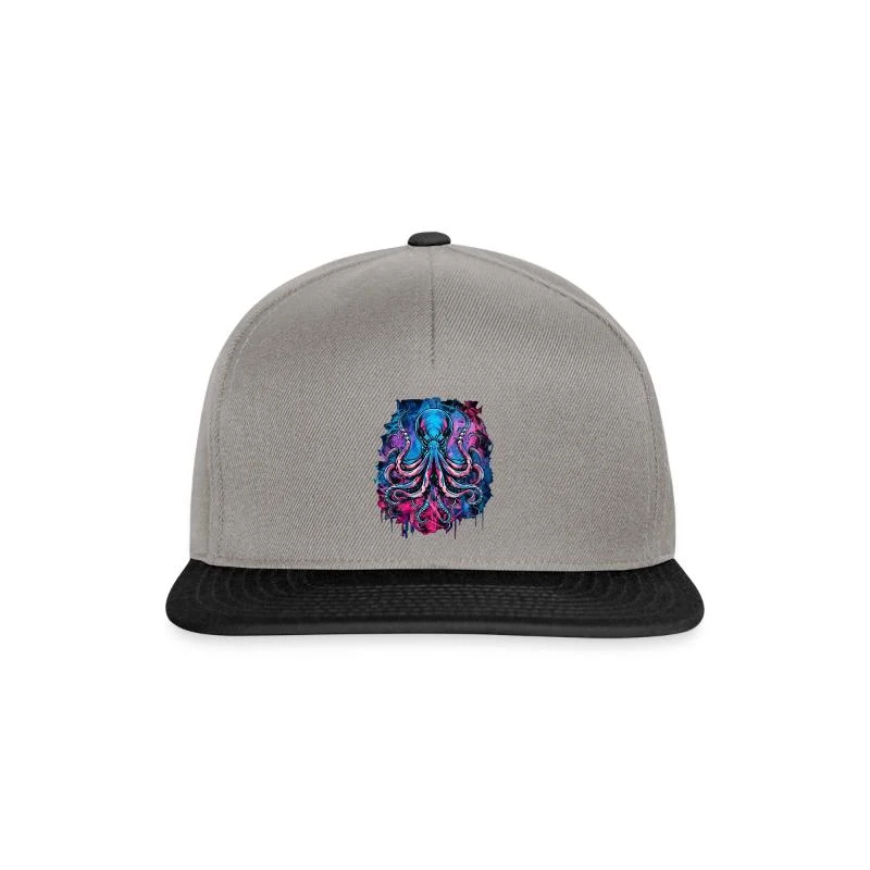 Pieuvre dark néon — Casquette snapback, gris graphite/noir