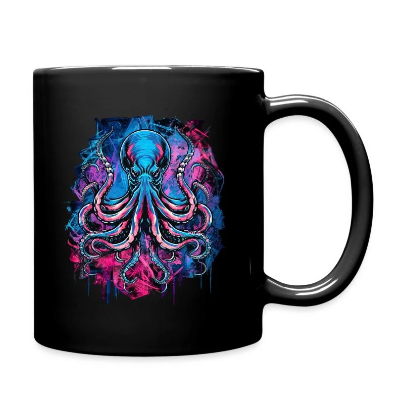 Pieuvre dark néon — Mug uni, noir