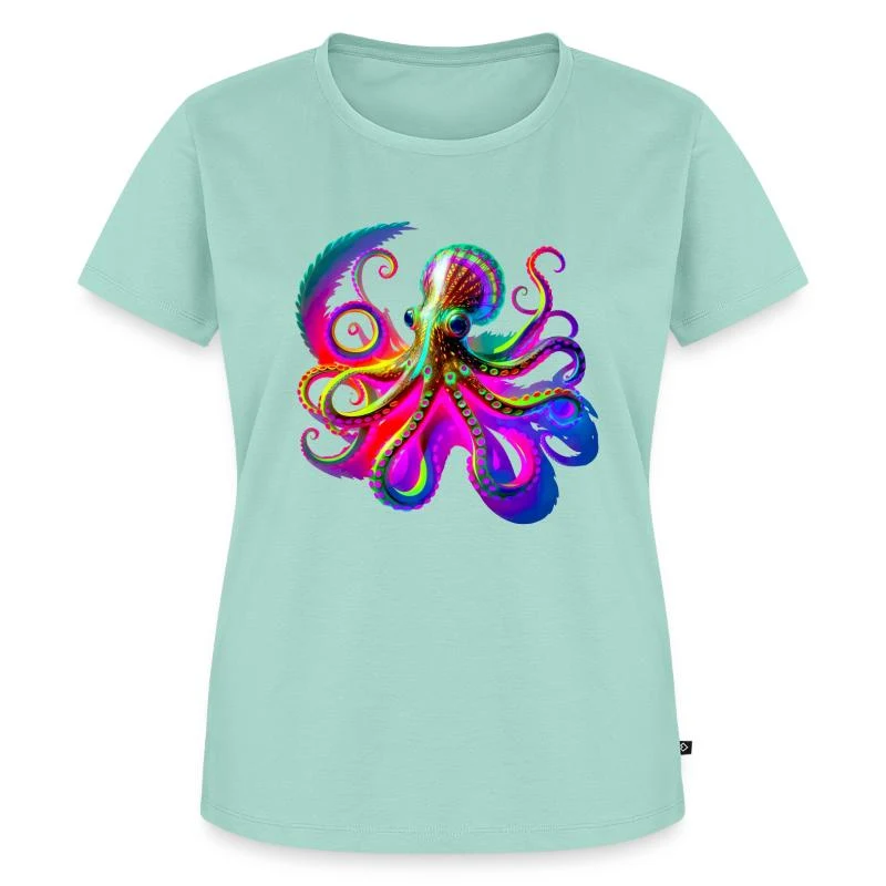 Pieuvre fluo psychédélique — T-shirt Premium bio Femme, menthe