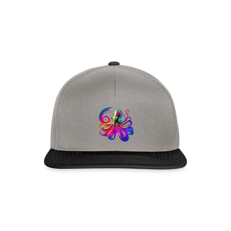 Pieuvre fluo psychédélique — Casquette snapback, gris graphite/noir