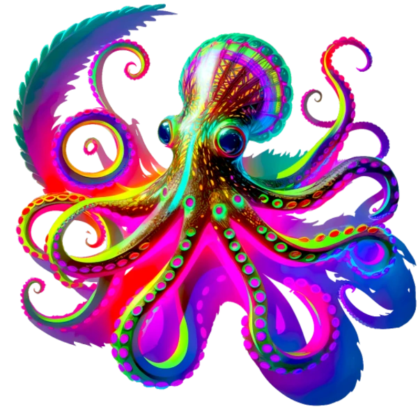 Pieuvre fluo psychédélique