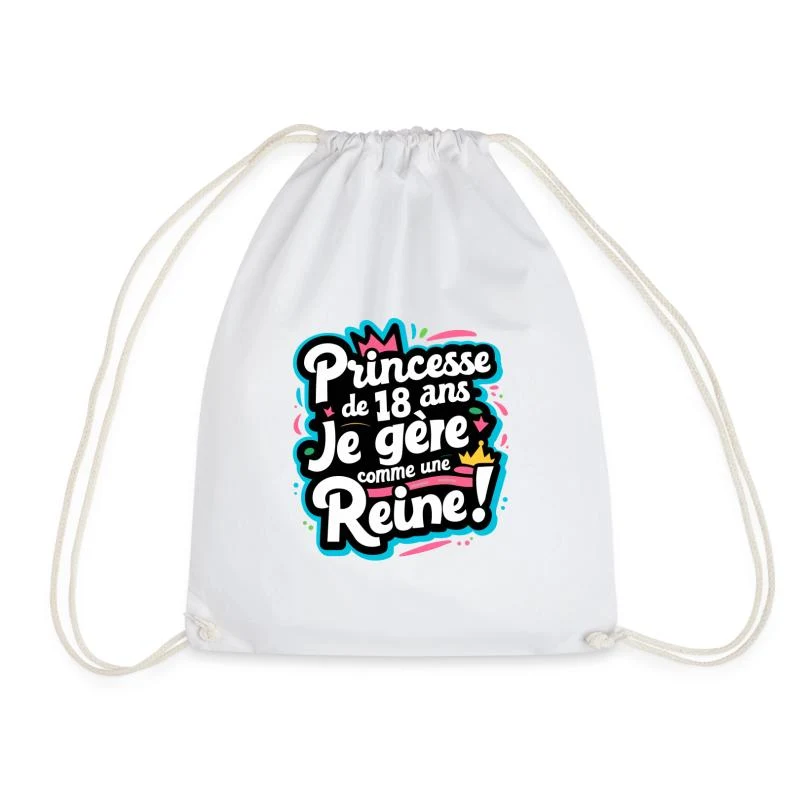 Princesse de 18 ans — Reine en couleurs — Sac de sport léger, blanc