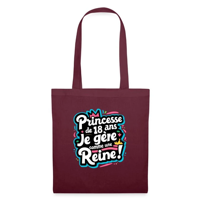 Princesse de 18 ans — Reine en couleurs — Sac en tissu, bordeaux