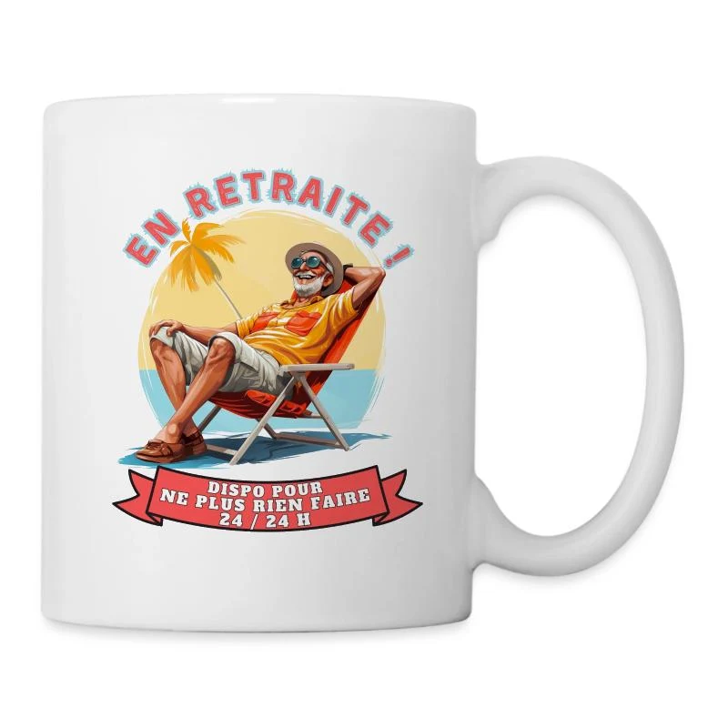 En retraite ! — Roi du farniente — Mug blanc, blanc