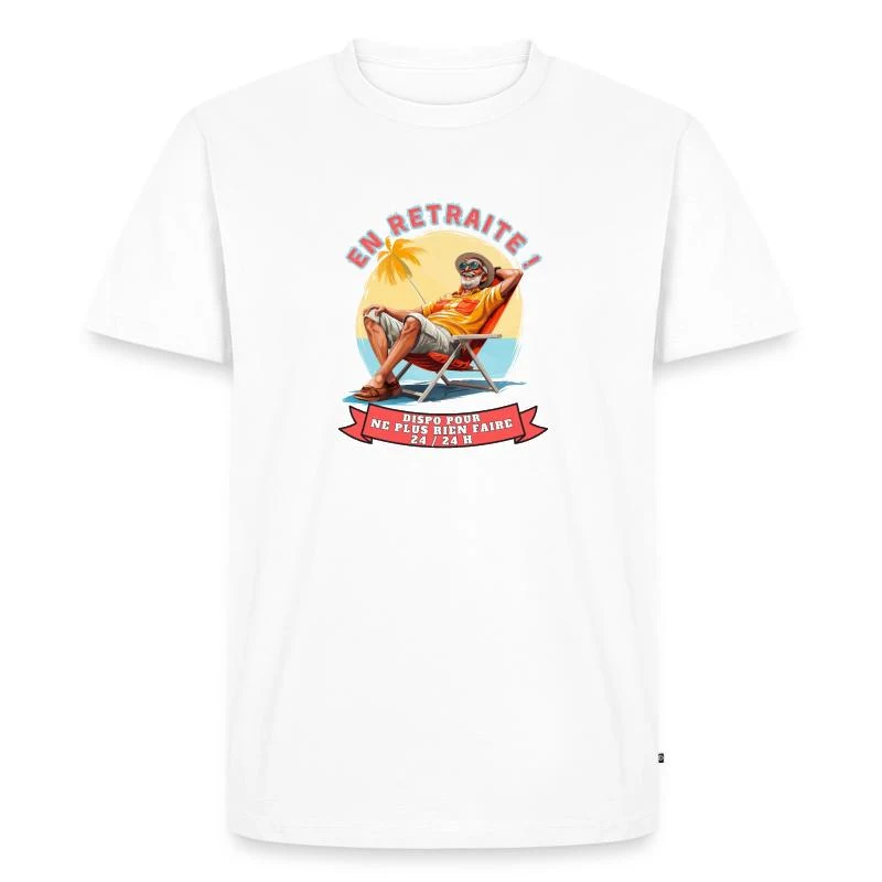 En retraite ! — Roi du farniente — T-shirt Premium bio Homme, blanc