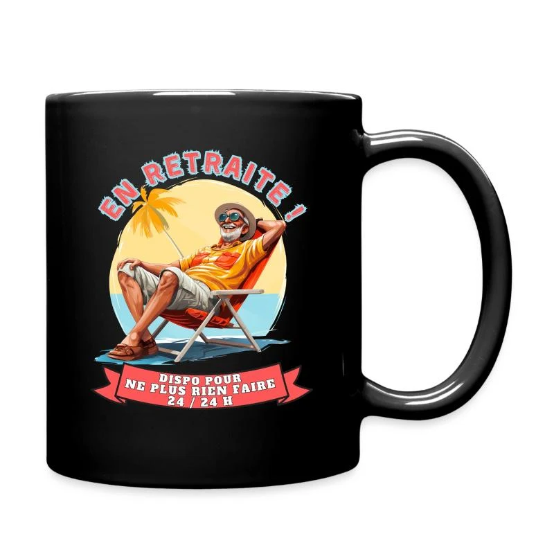 En retraite ! — Roi du farniente — Mug uni, noir