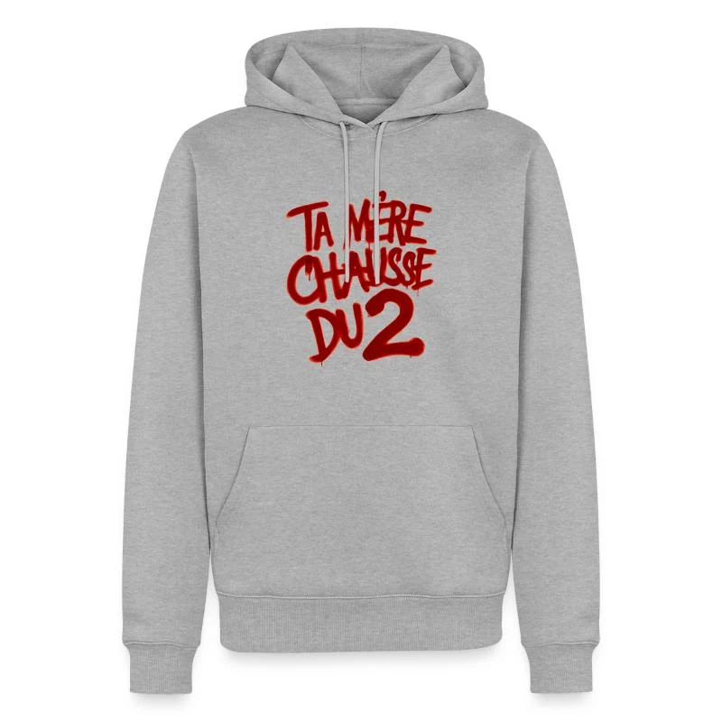 Ta mère chausse du 2 — Sweat à capuche Premium bio Homme, gris chiné