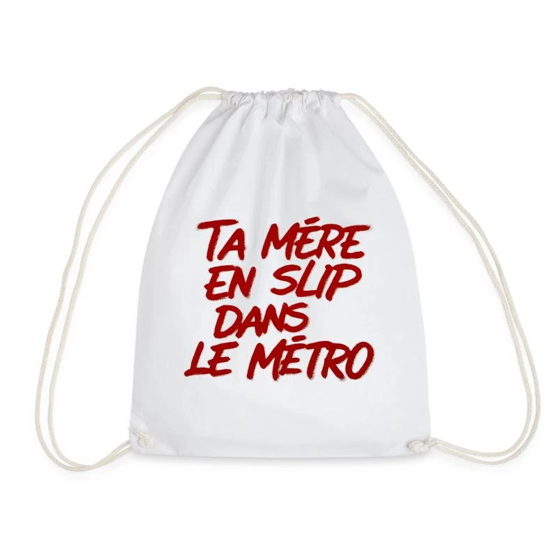 Ta mère en slip dans le métro — Sac de sport léger, blanc