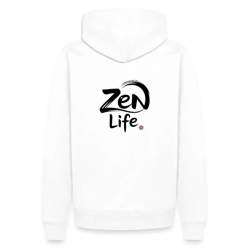 Zen Life — Sweat à capuche Premium bio Homme, blanc