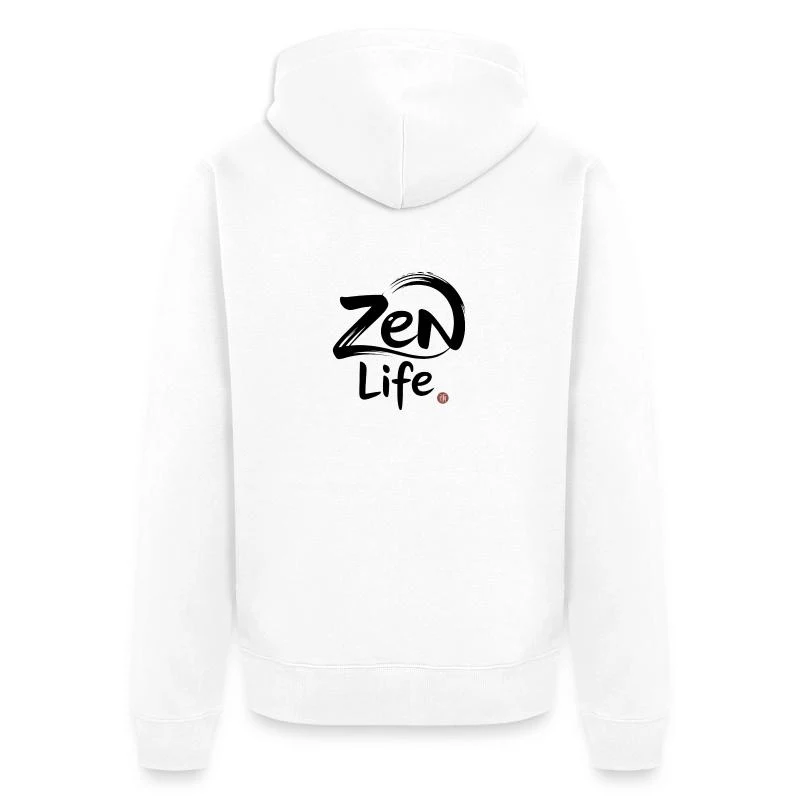 Zen Life — Veste à capuche bio Premium Unisexe, blanc