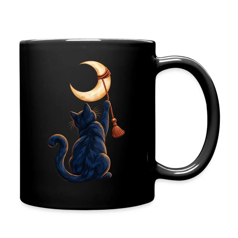 Mug uni · noir — Chat décrocheur de lune