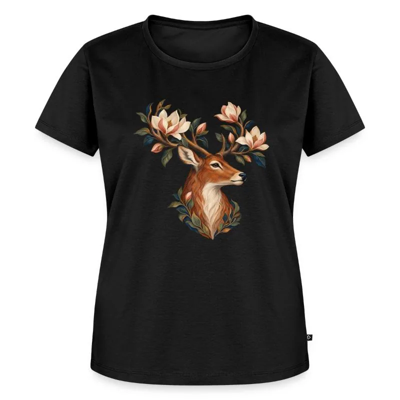 Cerf aux magnolias sur T-shirt Premium bio Femme · noir
