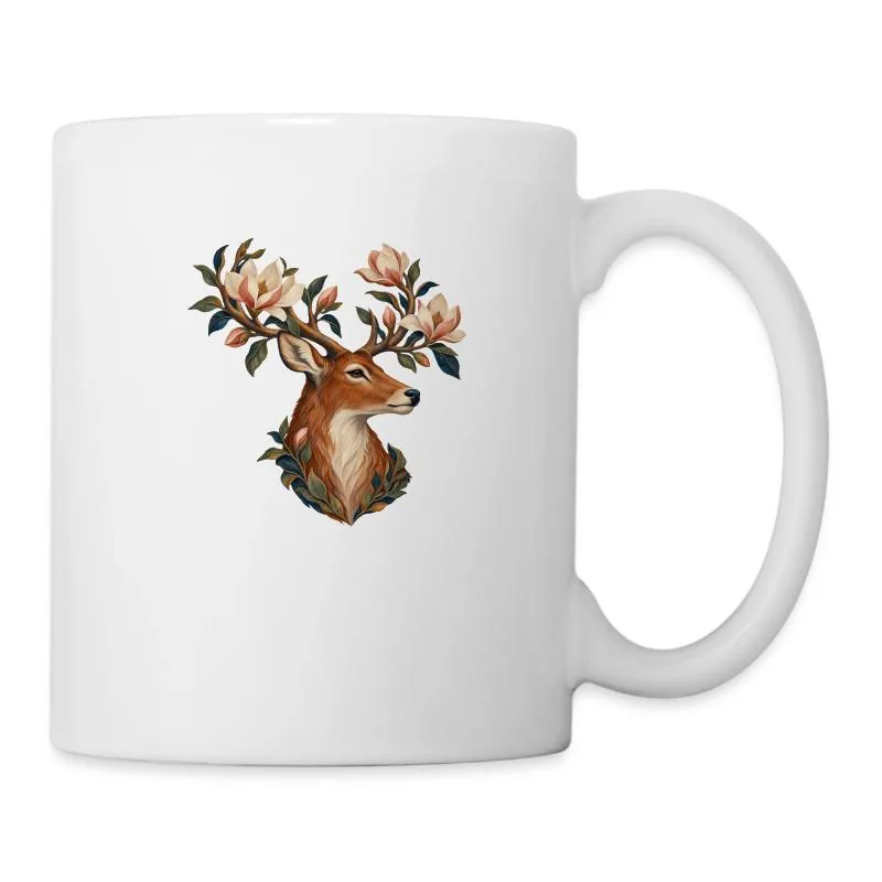 Cerf aux magnolias sur Mug blanc · blanc