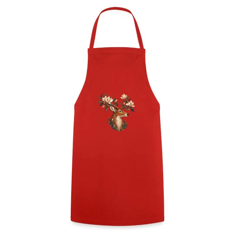 Cerf aux magnolias sur Tablier de cuisine · rouge