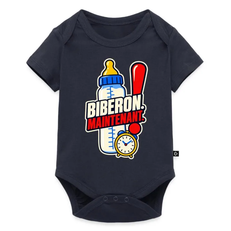 Body à manches courtes Premium Bébé · bleu marine — Biberon. Maintenant. – Bébé impatient