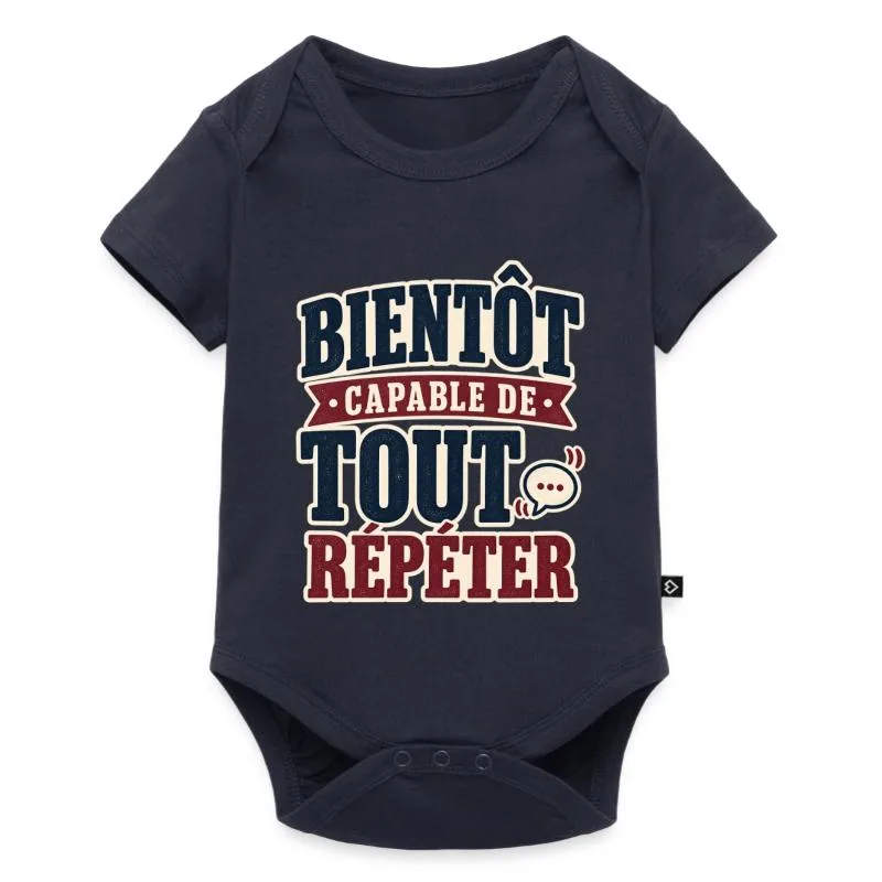 Body à manches courtes Premium Bébé · bleu marine — Bientôt capable de tout répéter