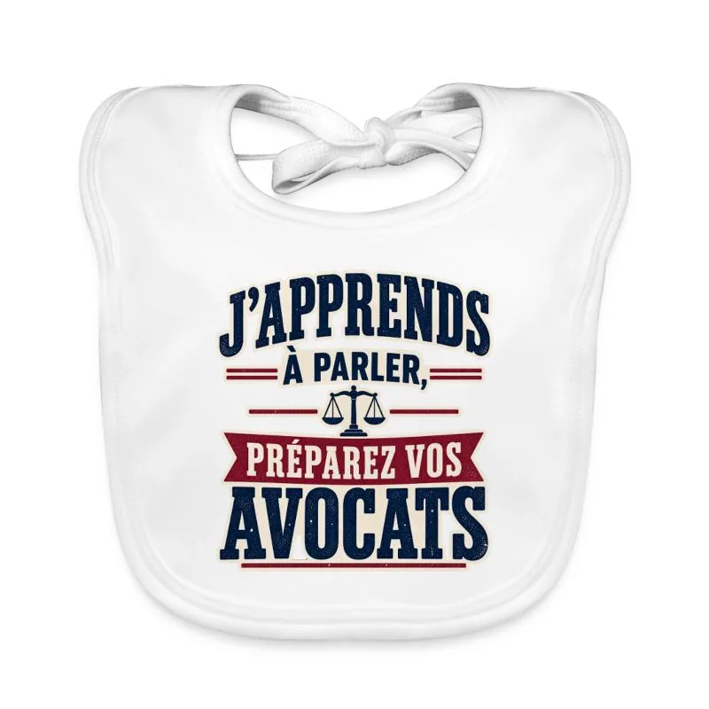 Bavoir bio Bébé · blanc — Préparez vos avocats – Bébé parle